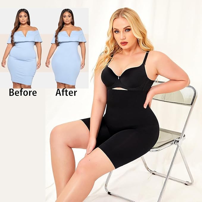 4-in-1 Shaper - Quick Slim Shape Wear Tummy, Back, Thighs, Hips - Black/Efffective Seamless Tummy Tucker